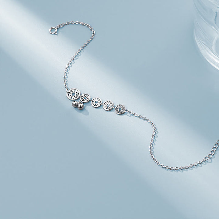 Buddha Stones Tobillera de Protección de Monedas de Cobre de Plata de Ley 925 con Campanas - image 6