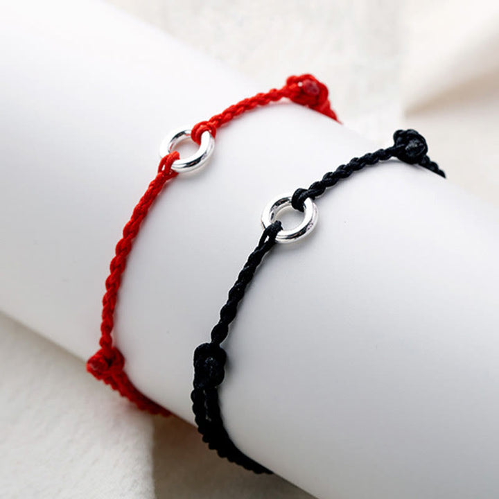 Buddha Stones Tobillera de Cuerda Trenzada de Buena Suerte con Broche de Paz en Plata de Ley 925 - image 2