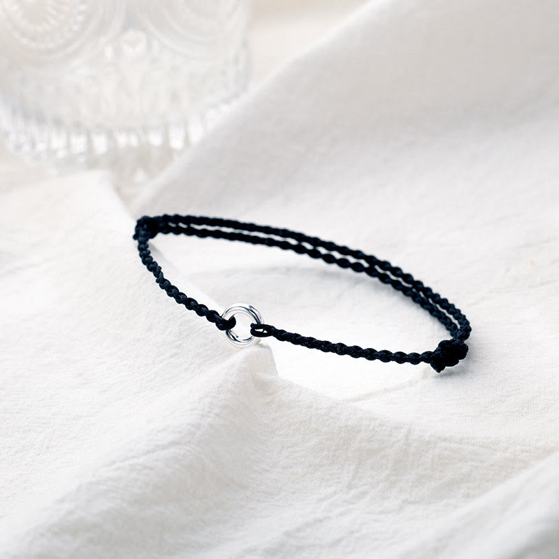 Buddha Stones Tobillera de Cuerda Trenzada de Buena Suerte con Broche de Paz en Plata de Ley 925 - image 12