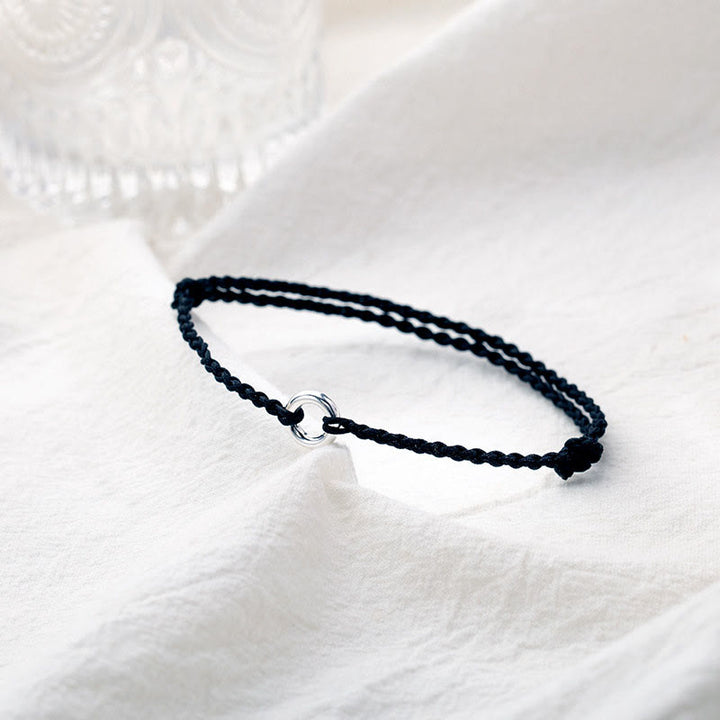 Buddha Stones Tobillera de Cuerda Trenzada de Buena Suerte con Broche de Paz en Plata de Ley 925 - image 12