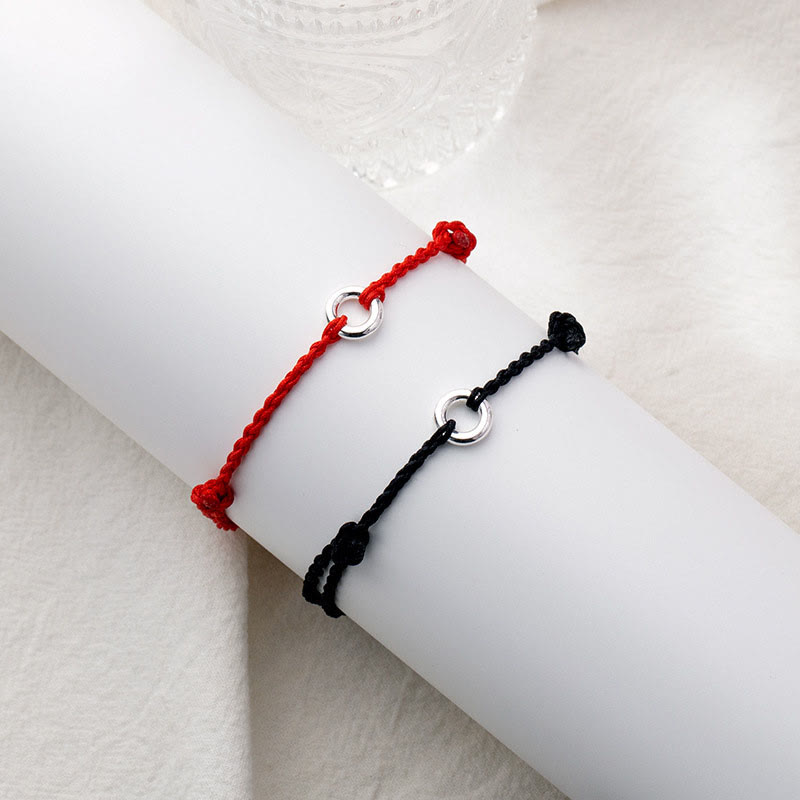 Buddha Stones Tobillera de Cuerda Trenzada de Buena Suerte con Broche de Paz en Plata de Ley 925 - image 15