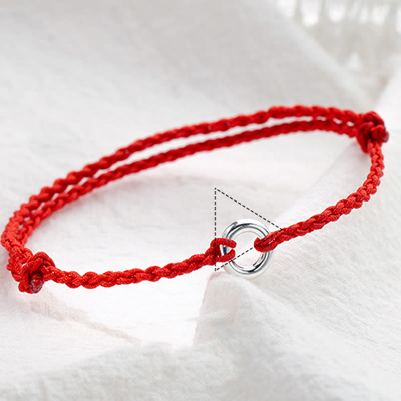 Buddha Stones Tobillera de Cuerda Trenzada de Buena Suerte con Broche de Paz en Plata de Ley 925 - image 4