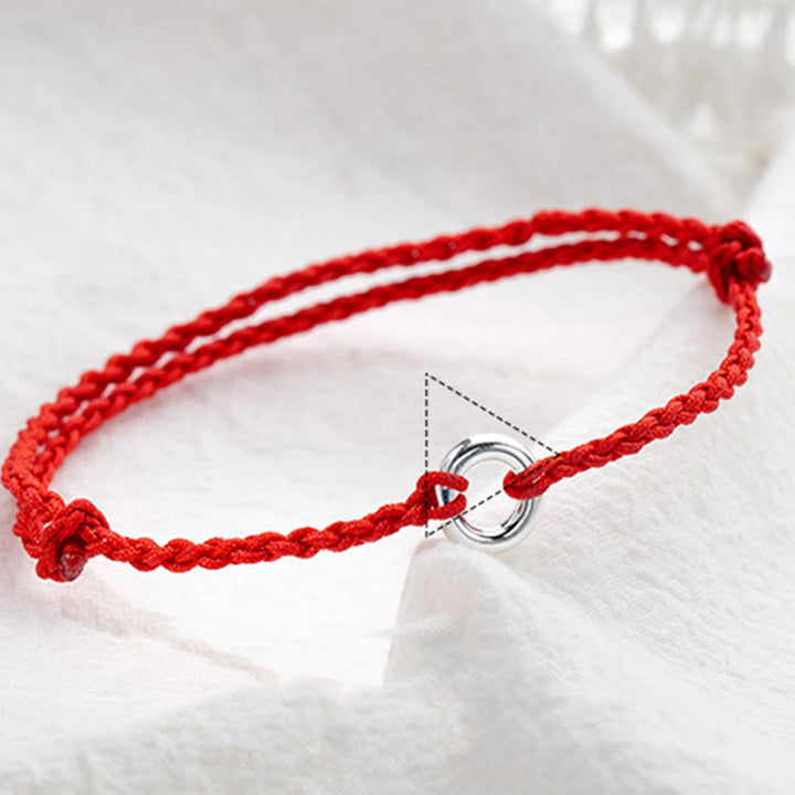 Buddha Stones Tobillera de Cuerda Trenzada de Buena Suerte con Broche de Paz en Plata de Ley 925 - image 4