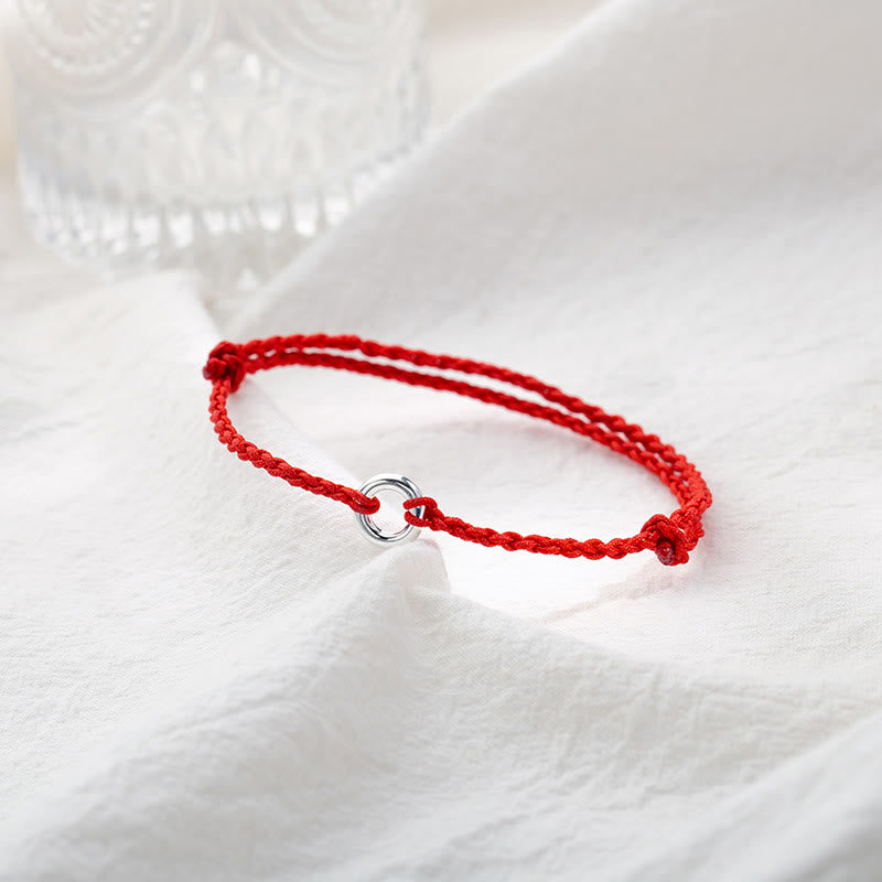 Buddha Stones Tobillera de Cuerda Trenzada de Buena Suerte con Broche de Paz en Plata de Ley 925 - image 3