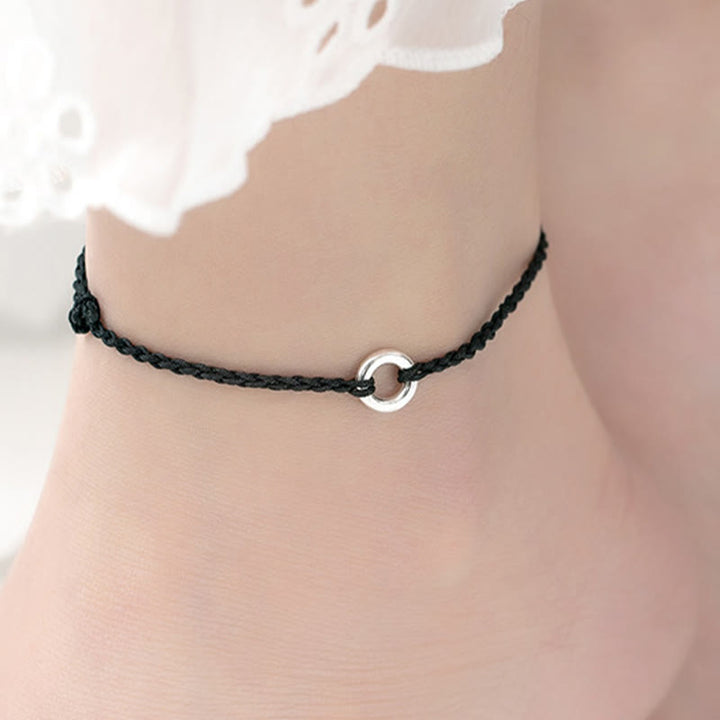 Buddha Stones Tobillera de Cuerda Trenzada de Buena Suerte con Broche de Paz en Plata de Ley 925 - image 13