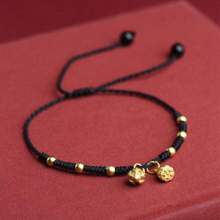 Buddha Stones Pulsera de la Suerte con Loto y Cápsula
