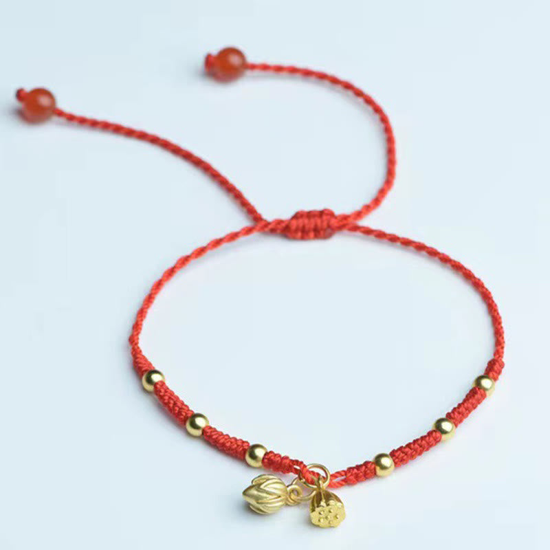 Buddha Stones Pulsera de la Suerte con Loto y Cápsula