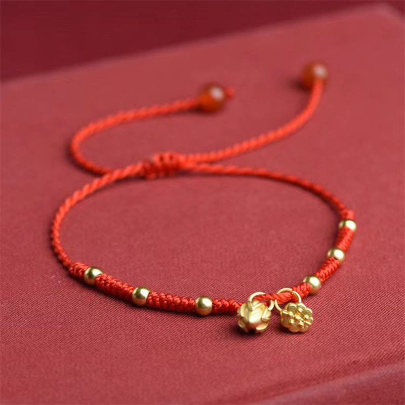 Buddha Stones Pulsera de la Suerte con Loto y Cápsula
