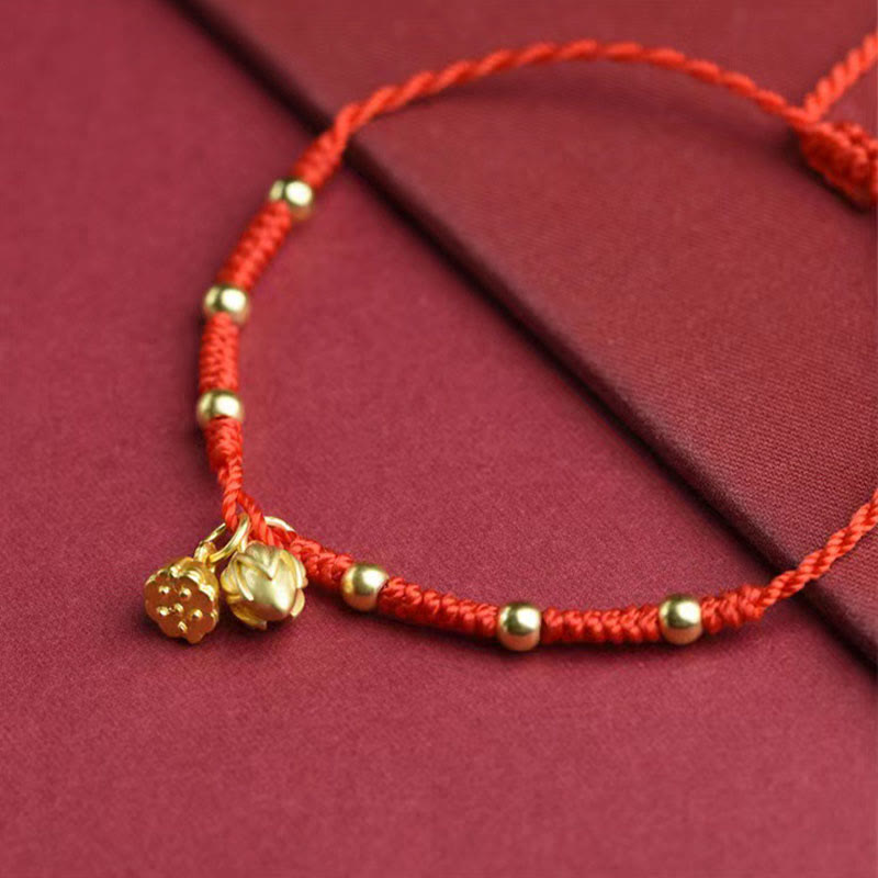 Buddha Stones Pulsera de la Suerte con Loto y Cápsula
