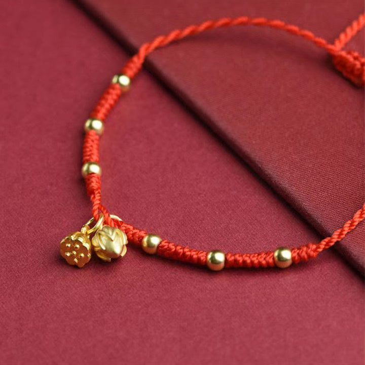 Buddha Stones Pulsera de la Suerte con Loto y Cápsula