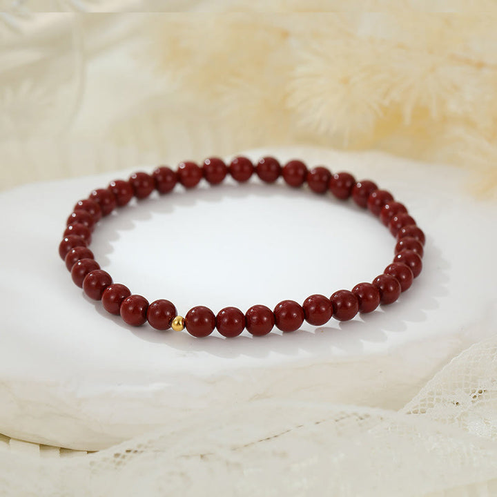 Buddha Stones Tobillera de Bendición con Cuentas de Cinabrio de Plata de Ley 925