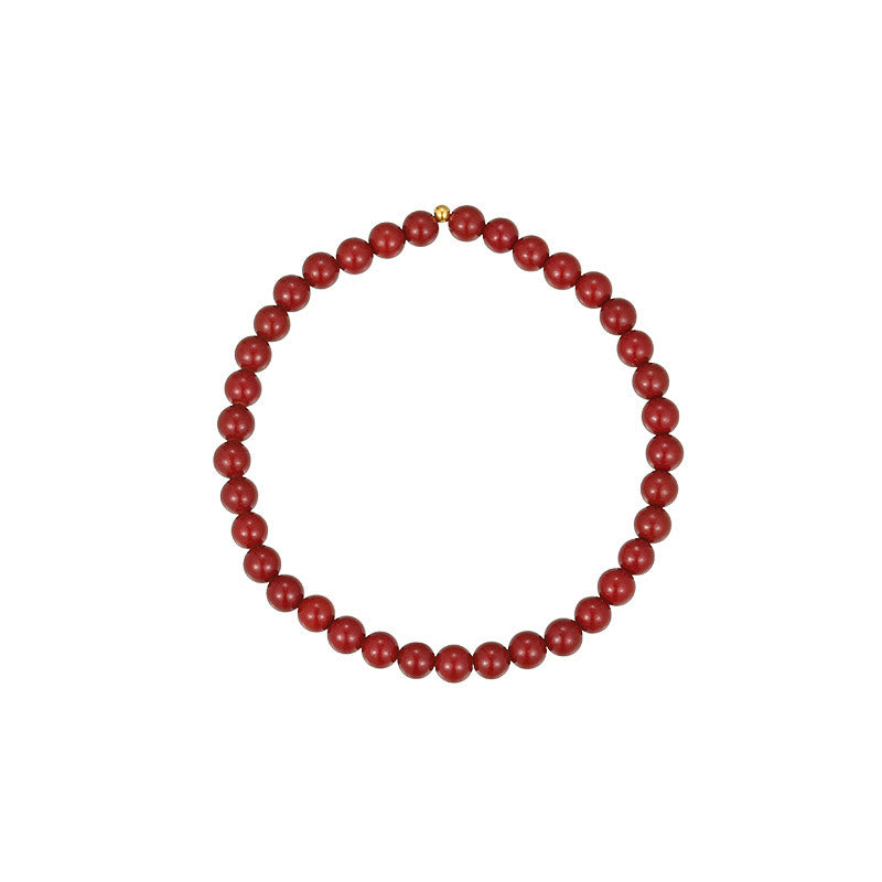 Buddha Stones Tobillera de Bendición con Cuentas de Cinabrio de Plata de Ley 925