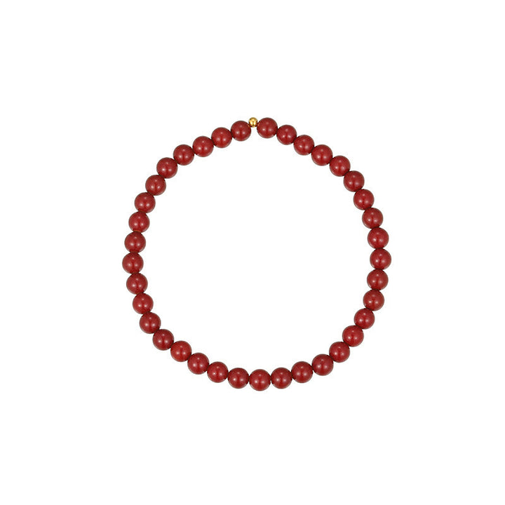 Buddha Stones Tobillera de Bendición con Cuentas de Cinabrio de Plata de Ley 925