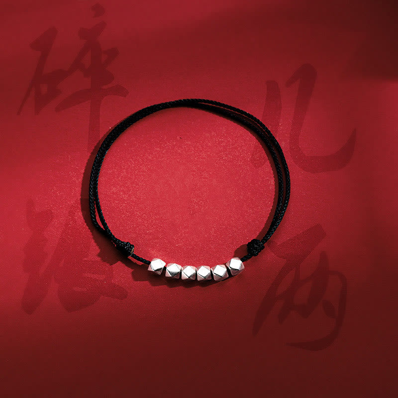 Buddha Stones 925 Perlas de Plata de Ley Tobillera de Cuerda Trenzada de Protección y Suerte