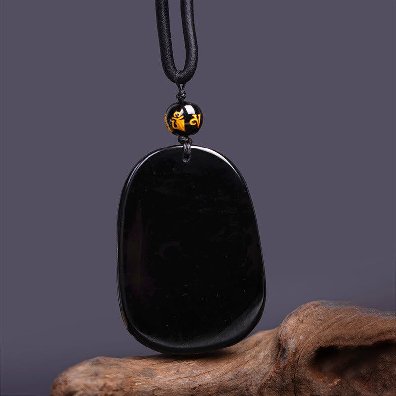 Colgante de collar protector de la suerte con dragón tallado en obsidiana negra Buddha Stones - image 5