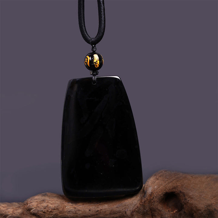Colgante de collar protector de la suerte con dragón tallado en obsidiana negra Buddha Stones - image 13