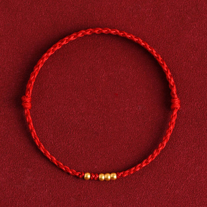 Pulsera de pareja de protección trenzada de la suerte con cuentas de oro 999 de piedras de Buddha Stones - image 1