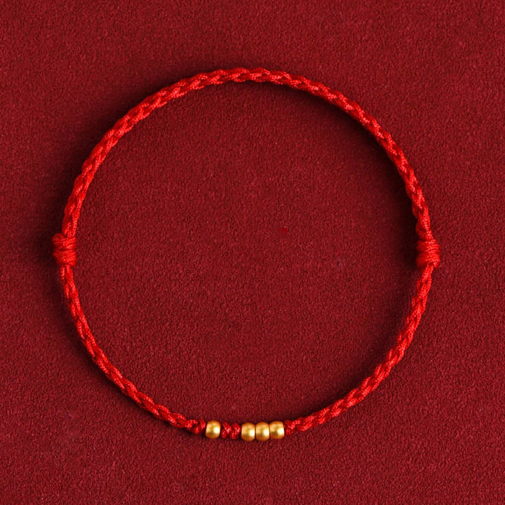 Pulsera de pareja de protección trenzada de la suerte con cuentas de oro 999 de piedras de Buddha Stones - image 1