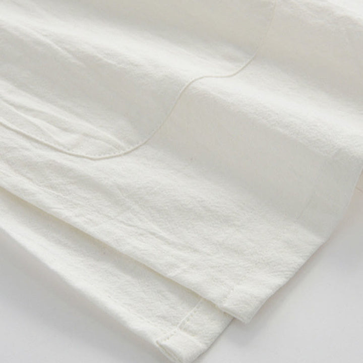 Buddha Stones Camisa de Manga Corta de Estilo Tang con Botón de Rana China para Hombre, Ropa de Algodón y Lino con Bolsillos - image 5