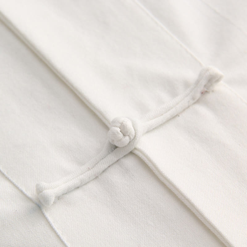 Buddha Stones Camisa de manga corta de algodón con botones de rana chinos estilo tanga para hombres con bolsillos - image 3