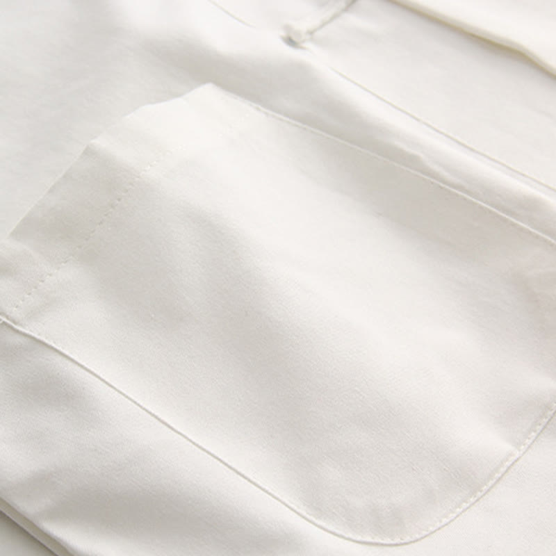 Buddha Stones Camisa de manga corta de algodón con botones de rana chinos estilo tanga para hombres con bolsillos - image 4