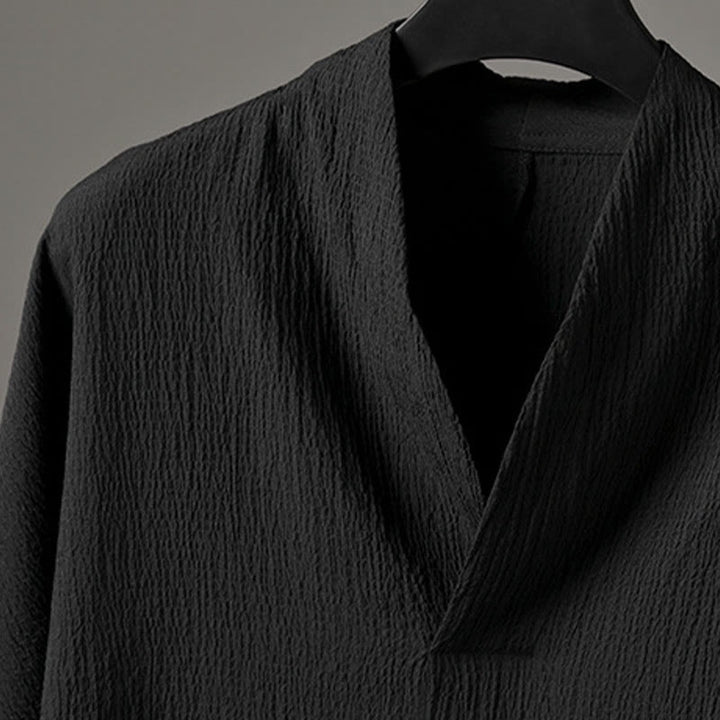 Camisa casual de hombre con cuello en V y manga tres cuartos de Buddha Stones - image 7