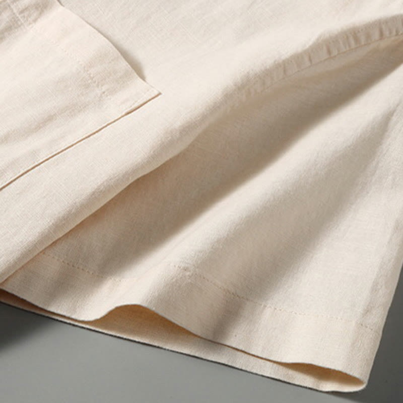 Camisa de Verano de Algodón y Lino para Hombre de Manga Corta con Botones de Buddha Stones - image 10