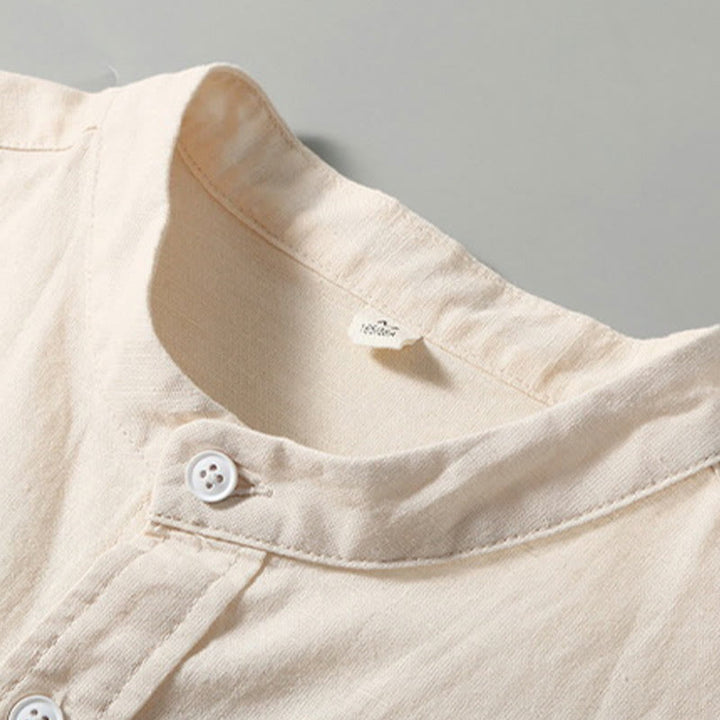 Camisa de Verano de Algodón y Lino para Hombre de Manga Corta con Botones de Buddha Stones - image 7