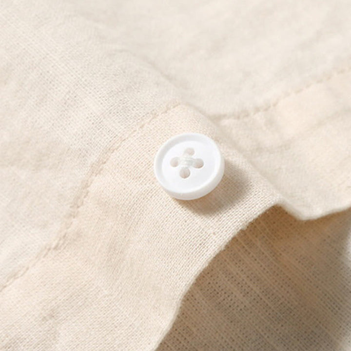 Camisa de Verano de Algodón y Lino para Hombre de Manga Corta con Botones de Buddha Stones - image 8