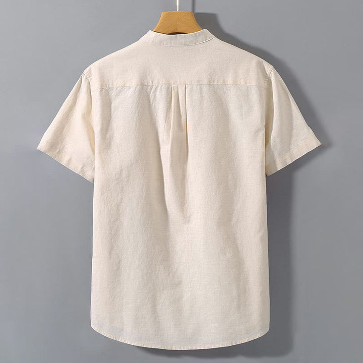 Camisa de Verano de Algodón y Lino para Hombre de Manga Corta con Botones de Buddha Stones - image 6