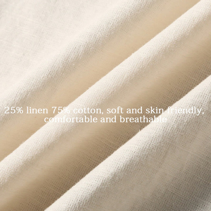 Camisa de Verano de Algodón y Lino para Hombre de Manga Corta con Botones de Buddha Stones - image 15