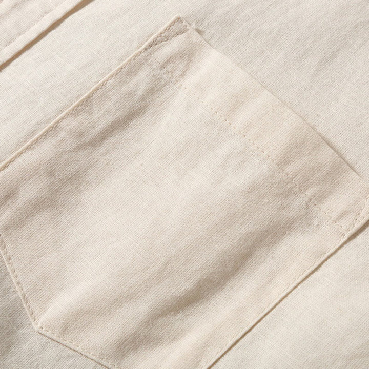 Camisa de Verano de Algodón y Lino para Hombre de Manga Corta con Botones de Buddha Stones - image 9