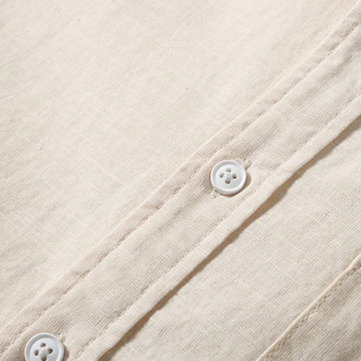 Camisa de Verano de Algodón y Lino para Hombre de Manga Corta con Botones de Buddha Stones - image 11