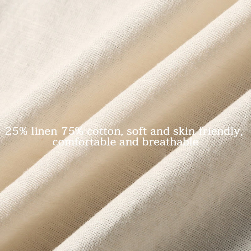 Camisa de Verano de Algodón y Lino para Hombre de Manga Corta con Botones de Buddha Stones - image 15