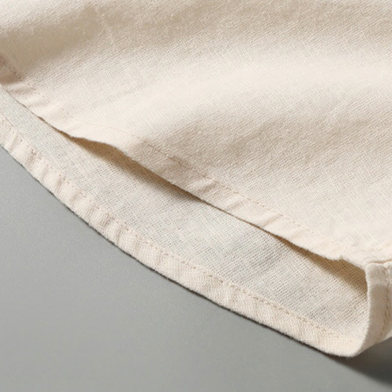 Camisa de Verano de Algodón y Lino para Hombre de Manga Corta con Botones de Buddha Stones - image 13