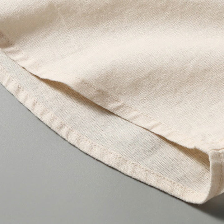 Camisa de Verano de Algodón y Lino para Hombre de Manga Corta con Botones de Buddha Stones - image 13