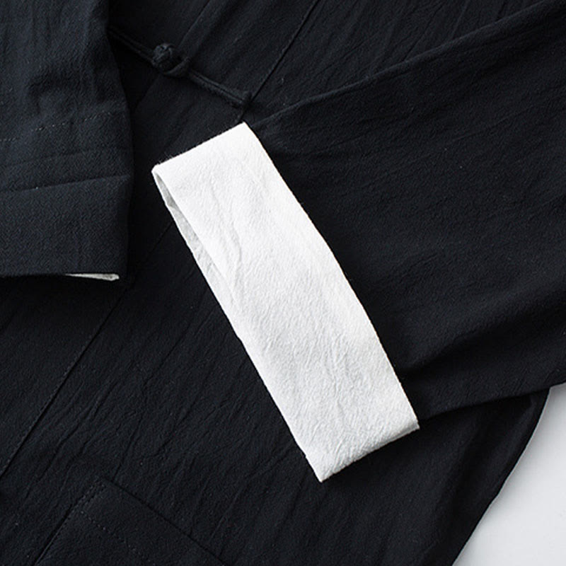 Conjunto de ropa para hombre con pantalones y camisa de media manga de algodón con botones tradicionales de rana estilo Tang de Buddha Stones - image 10