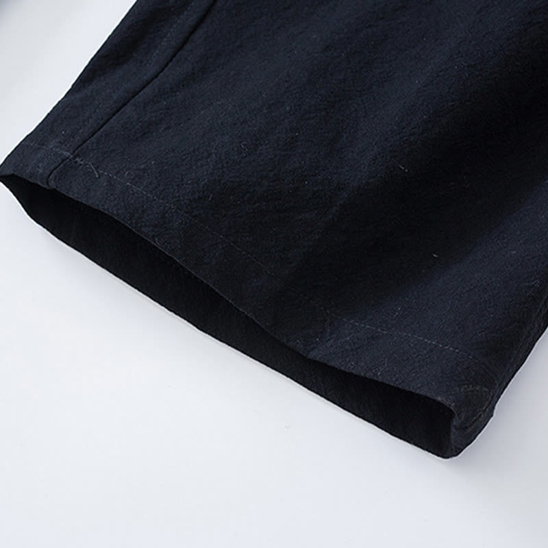 Conjunto de ropa para hombre con pantalones y camisa de media manga de algodón con botones tradicionales de rana estilo Tang de Buddha Stones - image 12