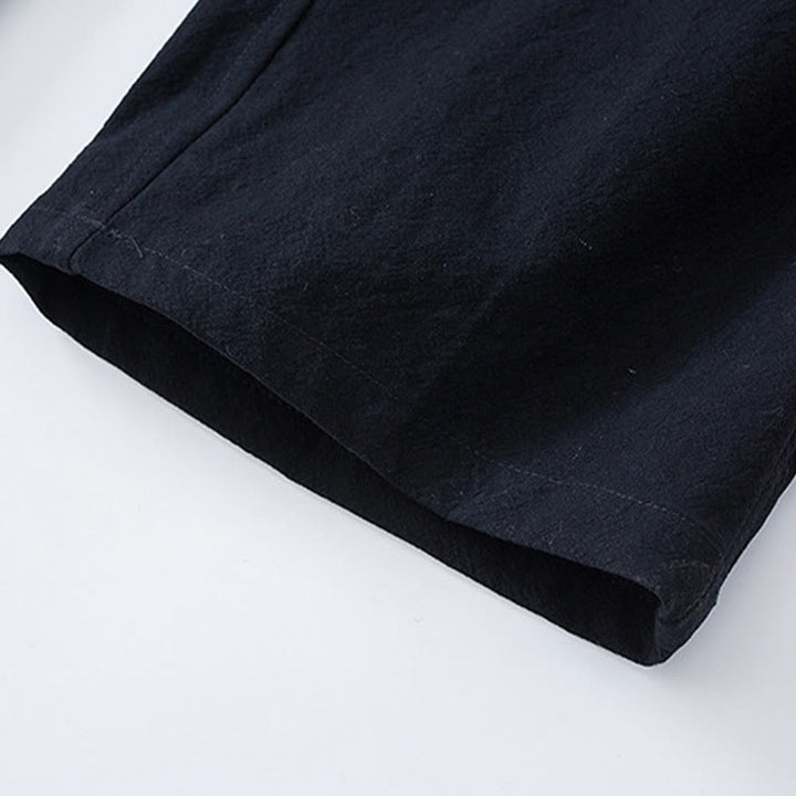 Conjunto de ropa para hombre con pantalones y camisa de media manga de algodón con botones tradicionales de rana estilo Tang de Buddha Stones - image 12