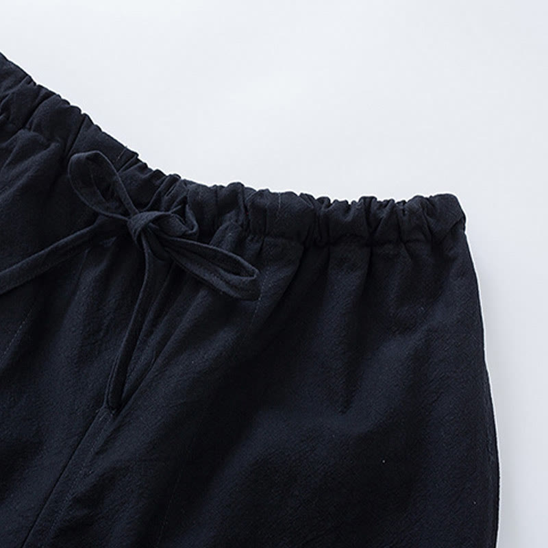 Conjunto de ropa para hombre con pantalones y camisa de media manga de algodón con botones tradicionales de rana estilo Tang de Buddha Stones - image 11