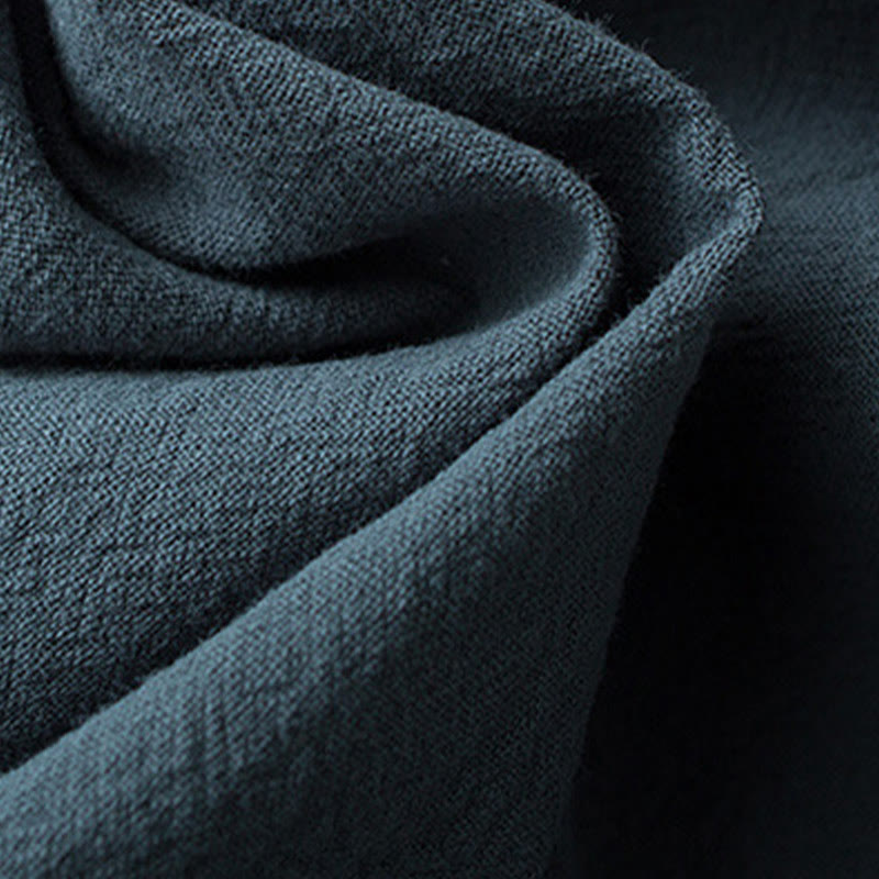 Conjunto de ropa para hombre con pantalones y camisa de media manga de algodón con botones tradicionales de rana estilo Tang de Buddha Stones - image 6