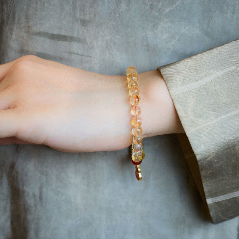 Pulsera de Protección de Buddha Stones con Citrino Natural, Ágata Roja y Calcedonia Verde