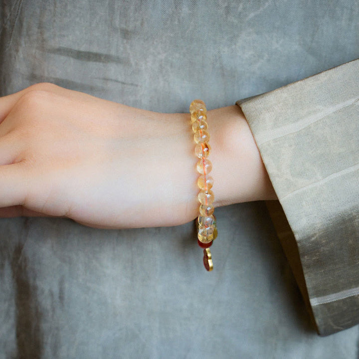 Pulsera de Protección de Buddha Stones con Citrino Natural, Ágata Roja y Calcedonia Verde