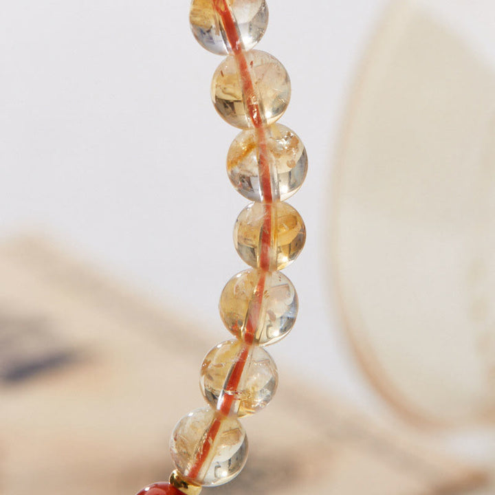 Pulsera de Protección de Buddha Stones con Citrino Natural, Ágata Roja y Calcedonia Verde