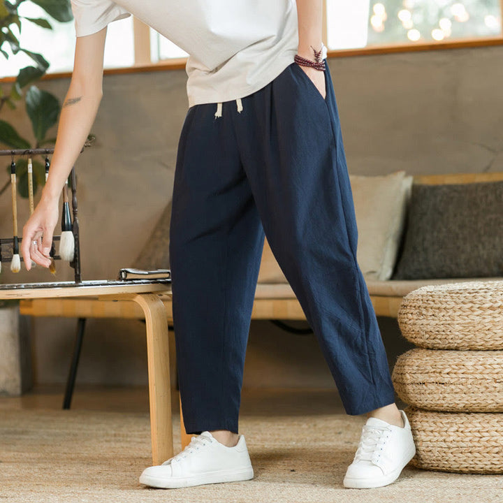 Pantalones de algodón de verano para hombre con bolsillos Buddha Stones - Azul acero - US/UK/AU46, EU56 (5XL)  - image 13