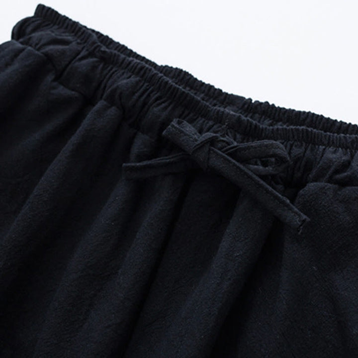 Pantalones Harem Casuales para Hombre de Algodón y Lino de Color Sólido con Bolsillos Buddha Stones - image 2