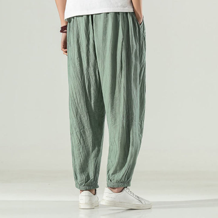 Pantalones harén de algodón Buddha Stones para hombre con cordón y bolsillos - image 11