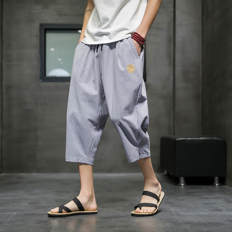 Pantalones cortos de lino con cordón y bolsillos de Buddha Stones para hombre, de verano - Gris oscuro - US/UK/AU44, UE 54 (5XL) - image 17