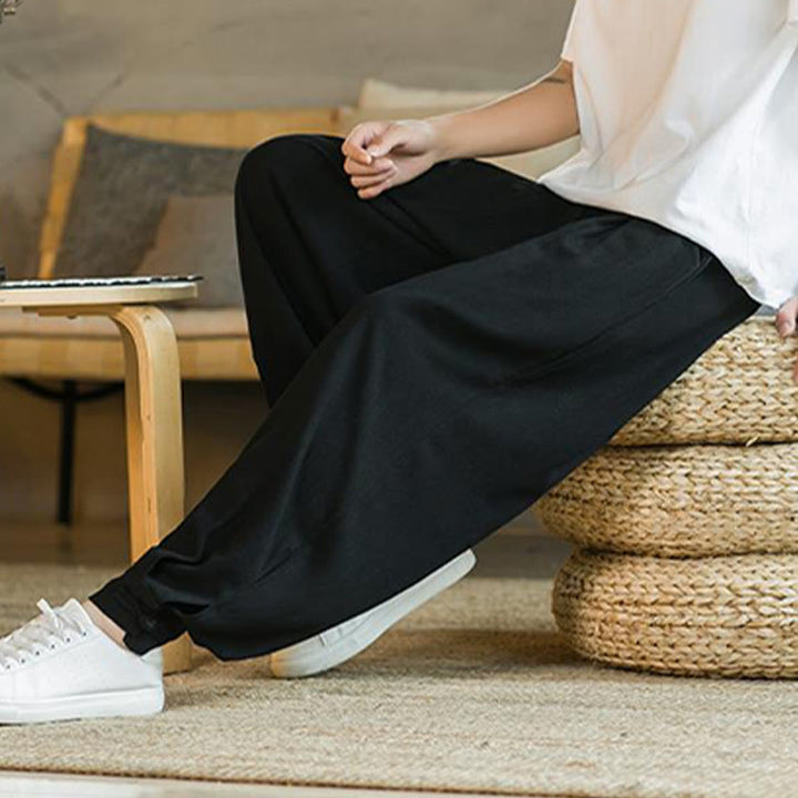 Pantalones de lino y algodón cónicos con bolsillos para hombre de verano de Buddha Stones - image 22