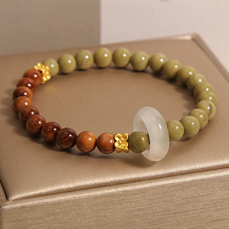 Pulsera de Buddha Stones de Ágata Natural de Alashan Semilla de Kuka para Animar